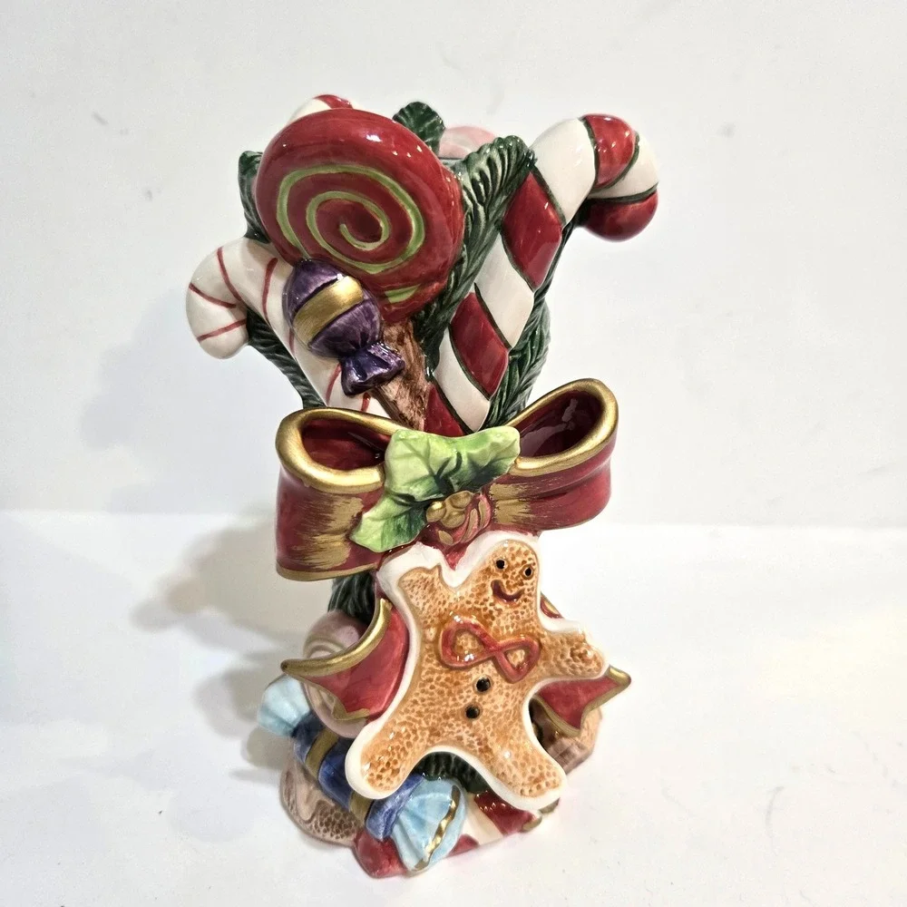 1996 Vintage Fitz & Floyd Candle Holder Sugar Plum Christmas Gingerbread Candy